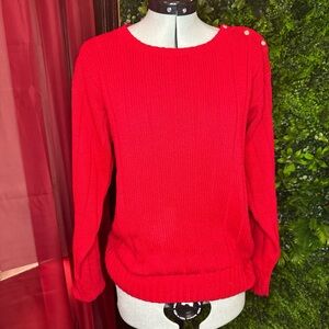 100% silk vintage Ralph Lauren Red Knit Sweater with Button Detail